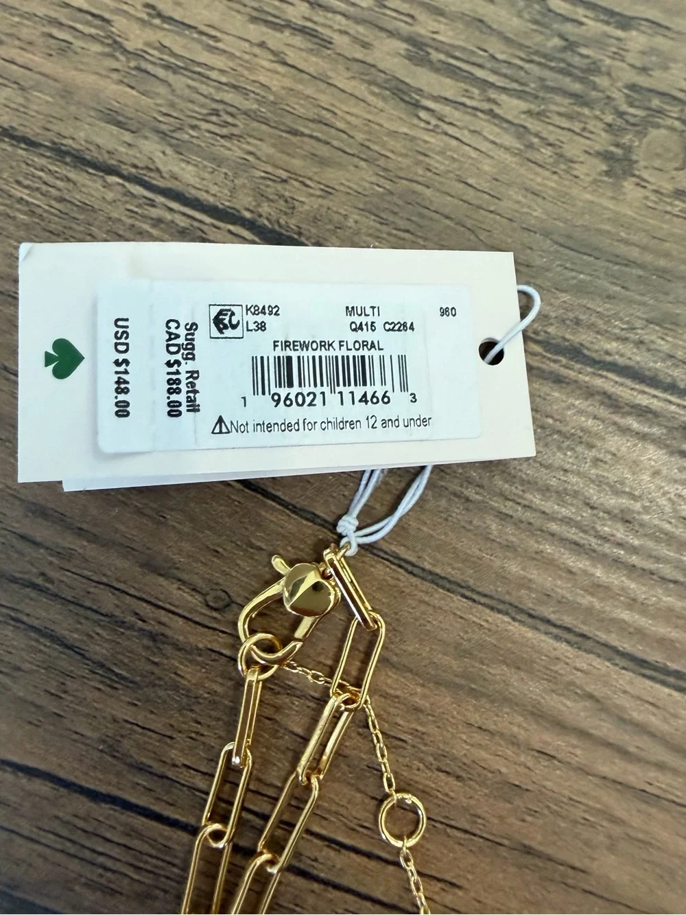 Kate Spade Firework Floral Gemburst Pendant Necklace - Gold Tone New with Tags